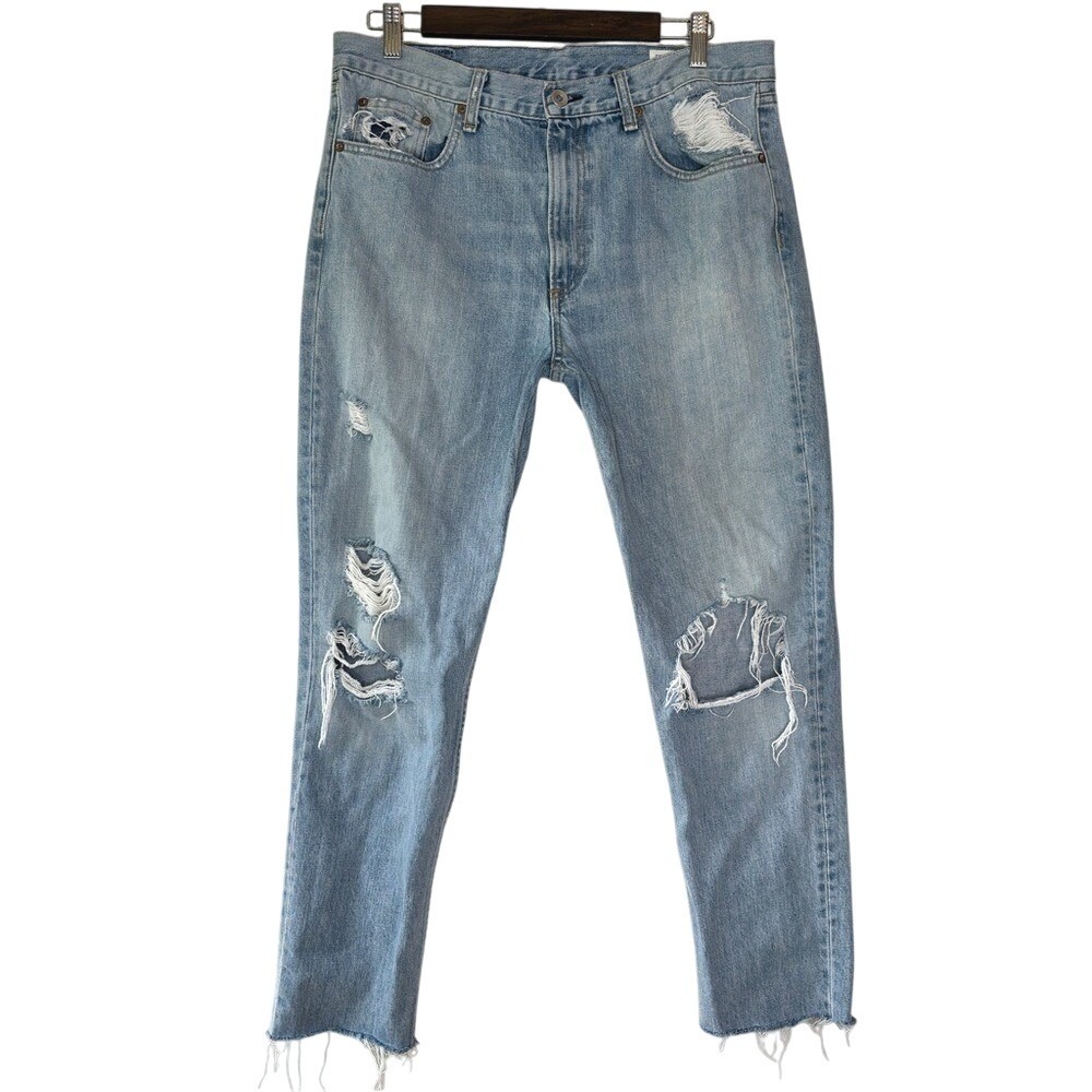 Rag & Bone Marilyn Distressed Raw Hem Straight Leg Jean Union‎ Pool Wash Size 29